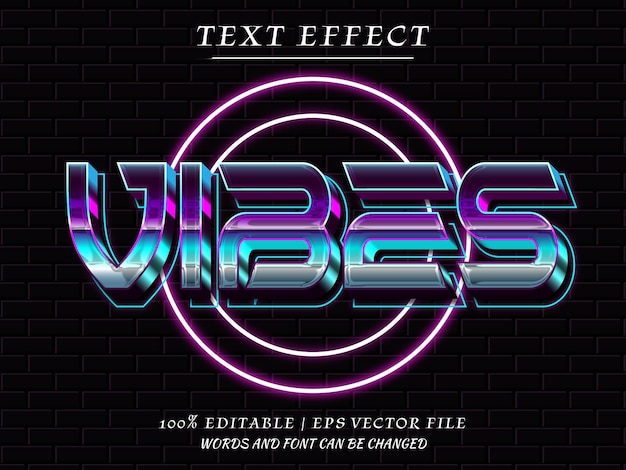 Vibes 3d Editbale Text Efect con estilo Chrome Retro
