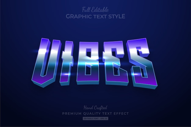 Vibes 80's retro gradient editable premium text style efecto