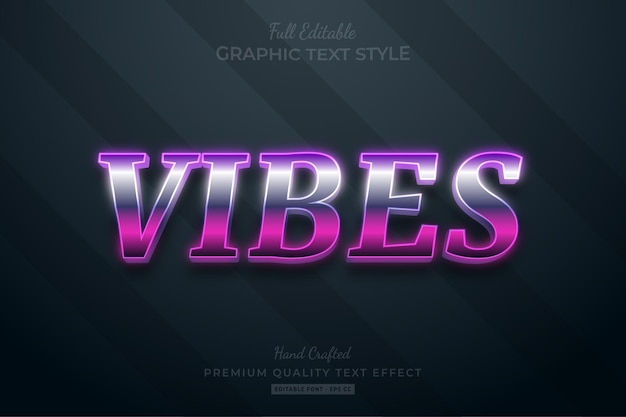 Vibes 80's Retro Gradient Text Effect Editable Premium Font Style