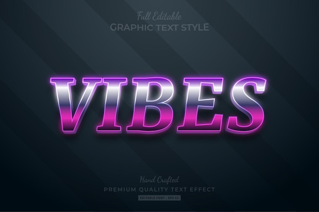 Vibes 80's retro gradient text effect editable premium font style