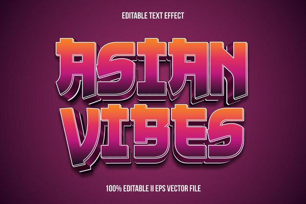 Vibes asiáticas Efecto de texto editable Estilo de gradiente de relieve 3D