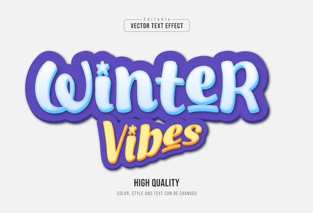 Vibes de invierno editables Efecto de texto Diseño tipográfico helado y divertido