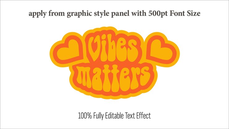 Vector vibes metter efecto totalmente editable aplicar desde el panel de estilo de gráficos con un tamaño de fuente de 350 a 500 puntos