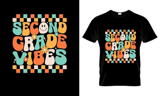 Vibes de segundo grado coloridas camisetas gráficas diseño de camisetas unicornio