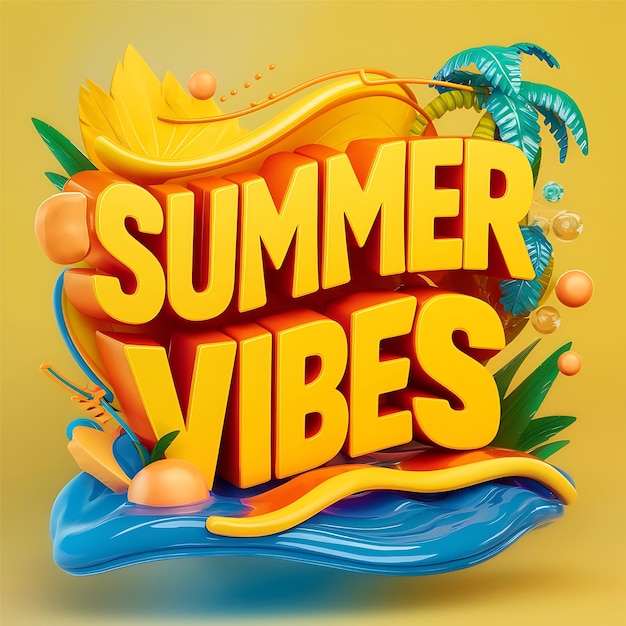 Vibes de verano Color Estilo de texto Gráficos Ilustración