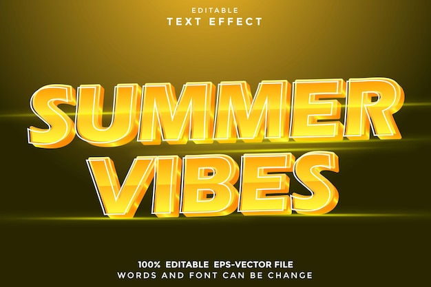 Vibes de verano Efecto de texto editable Estilo moderno en 3D
