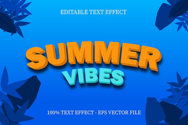 Vibes de verano efecto de texto estilo moderno