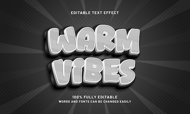 vibraciones cálidas efecto de texto editable con un tema mejor y bueno