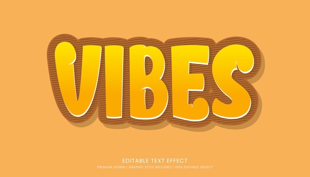 vibraciones editable plantilla de efecto de texto 3d tipografía en negrita y estilo abstracto bebidas logotipo y marca