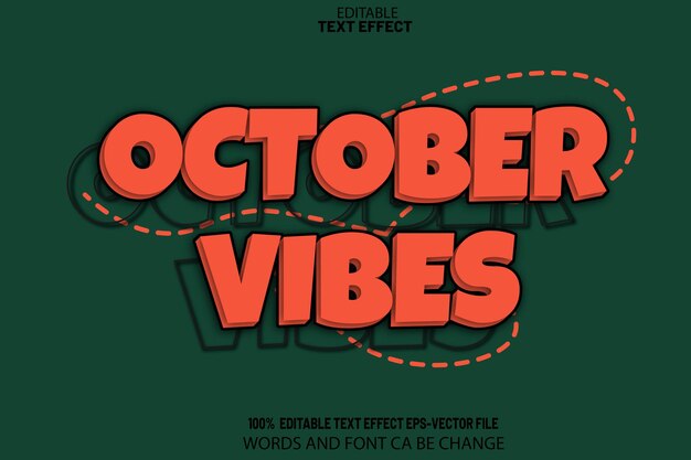 Vibraciones de octubre Efecto de texto editable Estilo de dibujos animados 3D