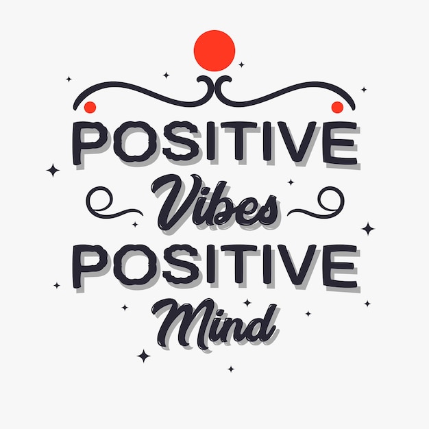 Vibraciones positivas y letras de mente positivas aisladas sobre fondo blanco