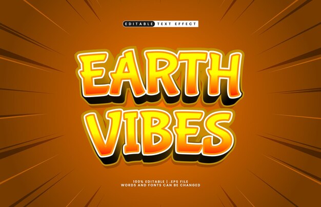 vibraciones de la tierra efecto de texto editable con una naturaleza y estilo de texto fresco