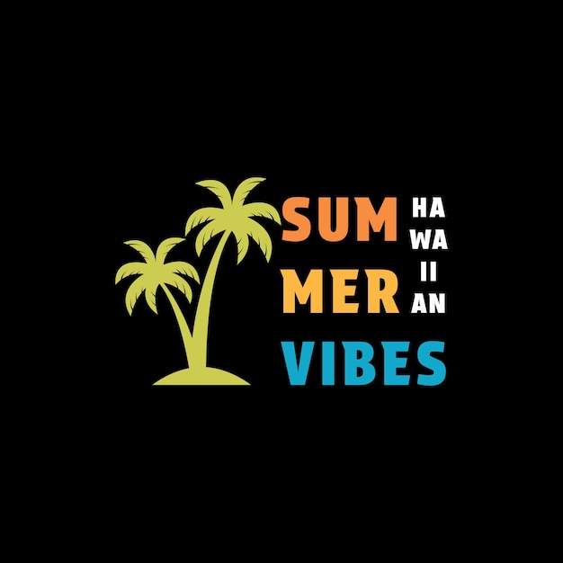 Las vibraciones de verano de la camiseta hawaiana con la silueta de una palmera