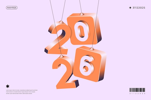 A vibrant and modern design showcasing the year 2026 in a dynamic color combinations