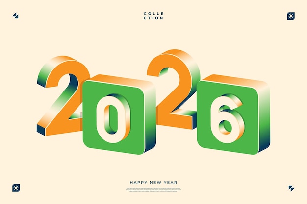 A vibrant and modern design showcasing the year 2026 in a dynamic color combinations