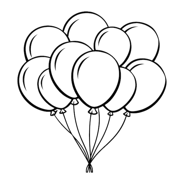 Vibrant Balloons Line Art Vector para celebraciones de fiestas y decoraciones festivas