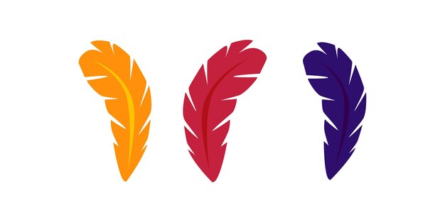 Vibrant Feather Collection Vector Plumas de colores aisladas en blanco para proyectos de diseño creativo