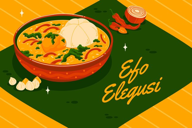 Vibrant illustration of a classic nigerian stew