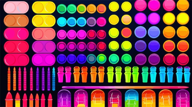 Vibrant Neon Color Palette Vector Set Ilustración vectorial de dibujos animados