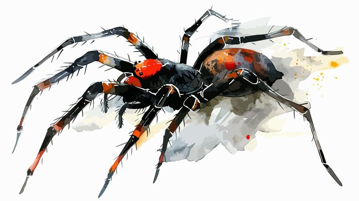 Vector vibrant spider acuarela clipart en fondo blanco para diseños