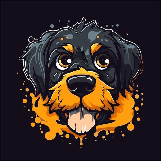 Vibrante arte vectorial de estilo mascota de perro en fondo negro
