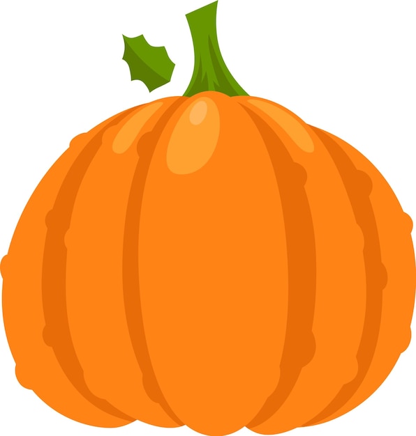La vibrante calabaza naranja con un prominente tallo y hoja verde evoca el calor y el espíritu festivo de Acción de Gracias que simboliza la cosecha de otoño y las celebraciones festivas