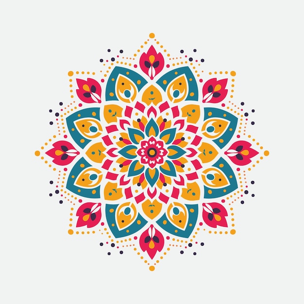 Vibrante diseño de mandala con intrincados patrones florales