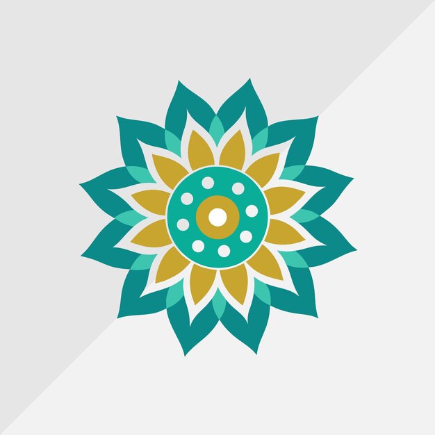Vibrante diseño de mandala de teal y oro