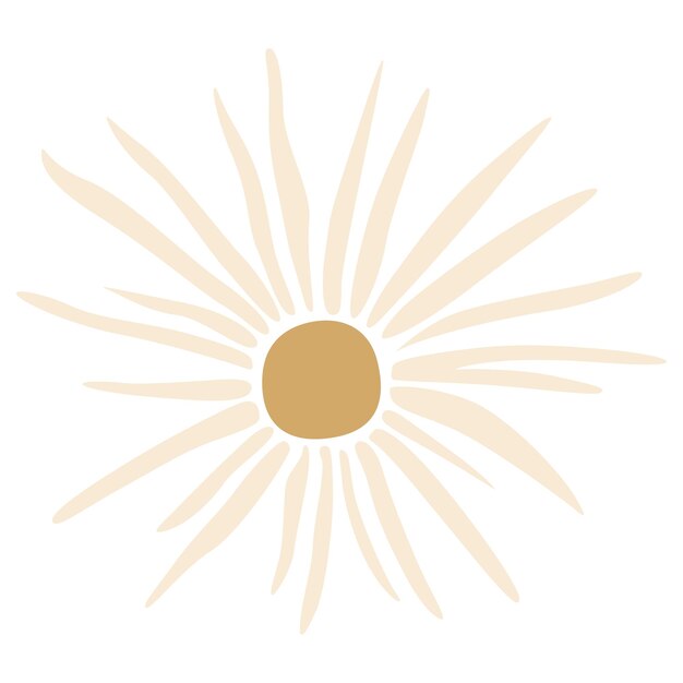Un vibrante diseño vectorial dibujado a mano con un sol bohemia con patrones intrincados y radiante