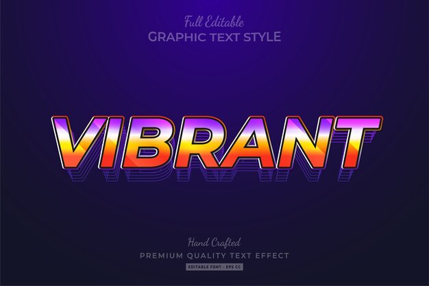 Vibrante efecto de estilo de texto editable retro de los 80