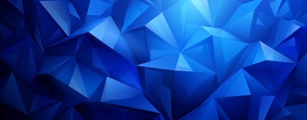 Vibrante fondo de cristal abstracto con un mosaico de triángulos azules interconectados que crean un patrón geométrico dinámico con diferentes tonos y profundidad