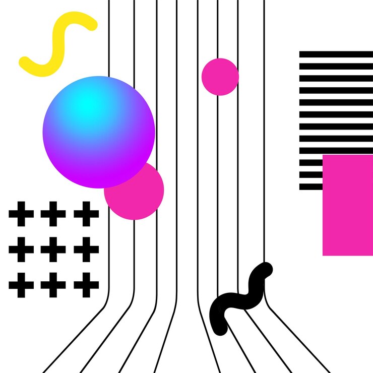 Vector vibrante geometría 3d y collage abstracto de líneas. diseño vectorial para redes sociales y contenido visual, diseño web y ui, carteles y collage de arte, branding.