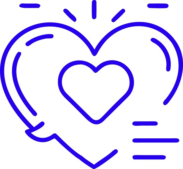 Un vibrante icono de corazón azul con un estilo moderno