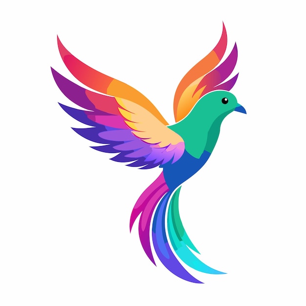 Una vibrante ilustración estilizada de un pájaro en vuelo
