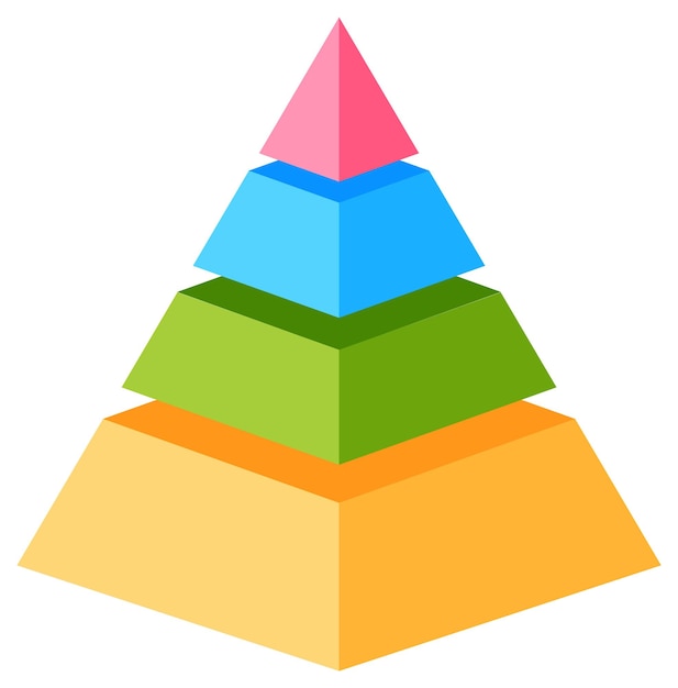 Vibrante ilustración de pirámide 3D de forma aislada