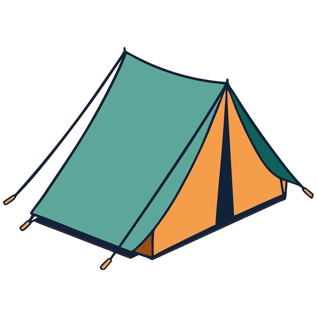 Una vibrante ilustración de una tienda de campamento clásica lista para una aventura al aire libre