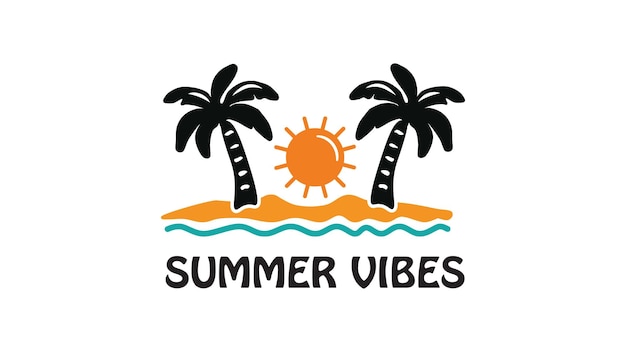 El vibrante logotipo de las vibraciones del verano tropical