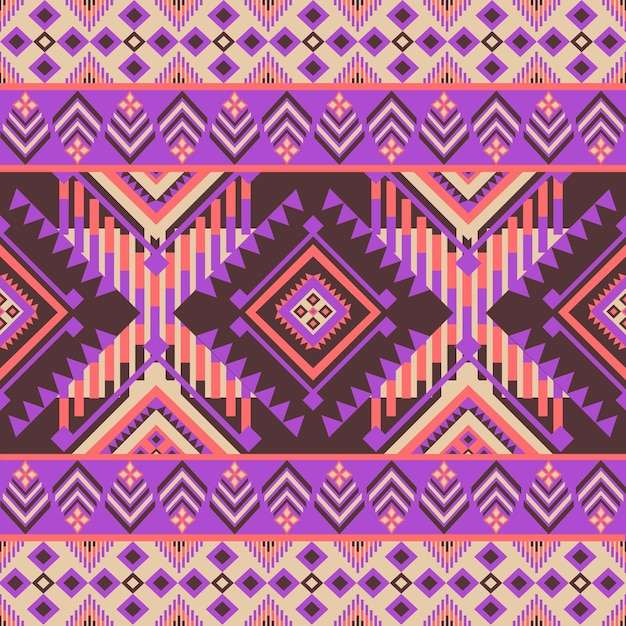 Vibrante patrón geométrico tribal Abstracto motivos de diseño étnico diseño textil sin costuras tradicional