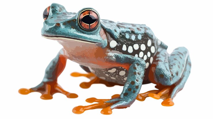 Vector vibrante y realista anfíbio rana exótica en una exhibición colorida