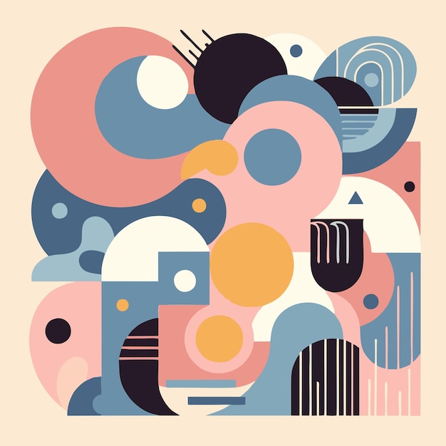 Vibrantes formas geométricas abstractas ilustración pastel de vector plano