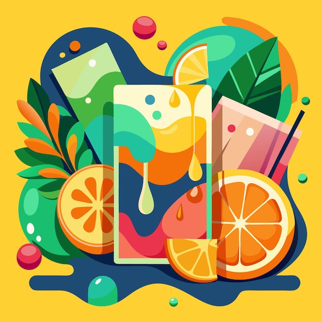 Vibrantes ilustraciones de bebidas de verano refrescantes bebidas y helados
