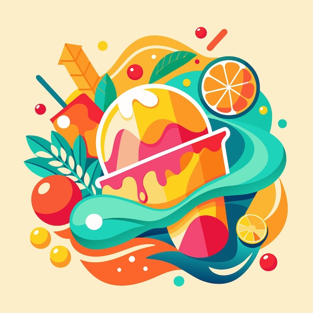Vibrantes ilustraciones de bebidas de verano refrescantes bebidas y helados