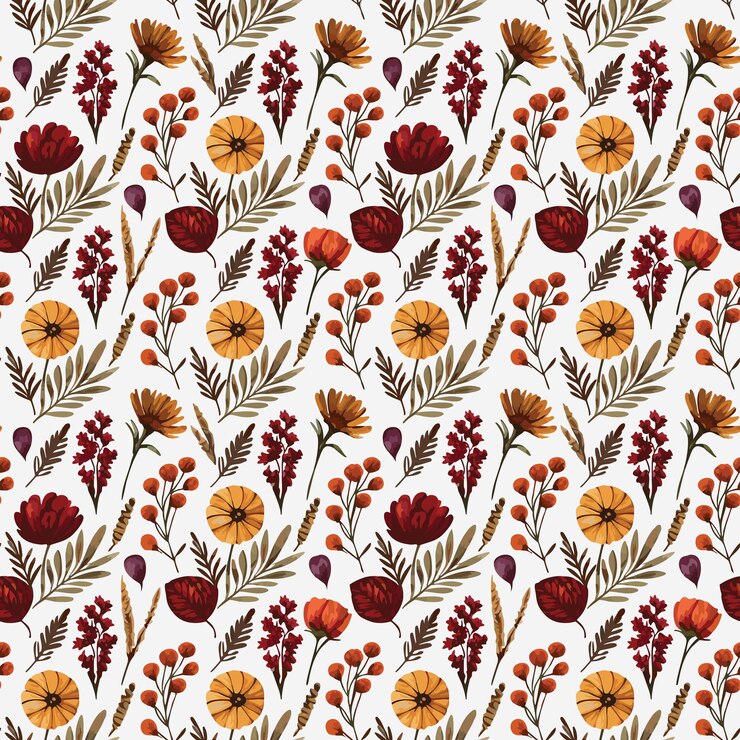 Los vibrantes patrones de acuarela floral de otoño