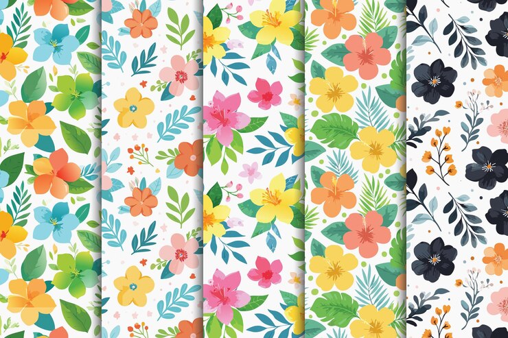 Vibrantes patrones florales en acuarela