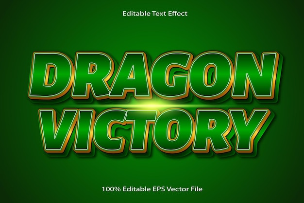 Victoria del Dragón Efecto de texto editable Estilo de gradiente de dibujos animados en relieve