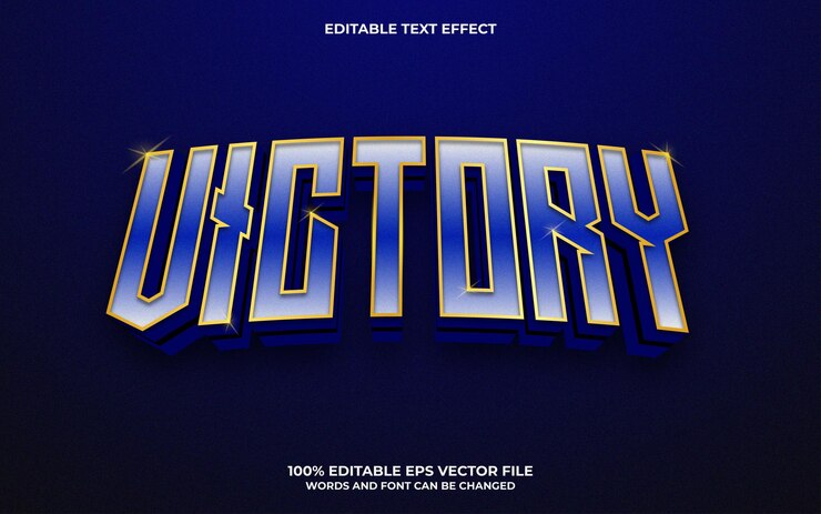 Vector victoria efecto de texto editable 3d
