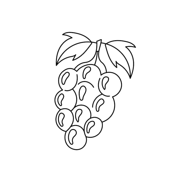 Vid de uva con hoja Doodle