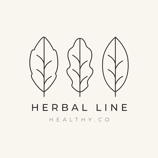 vida a base de hierbas medicina natural hoja ecología floral línea vector de diseño de logotipo