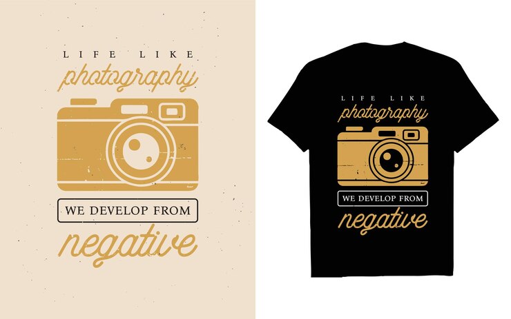 La vida como la fotografía que desarrollamos a partir de negativas camisetas motivacionales cartel de diseño camiseta vectorial antigua de Camara con fondo blanco negro