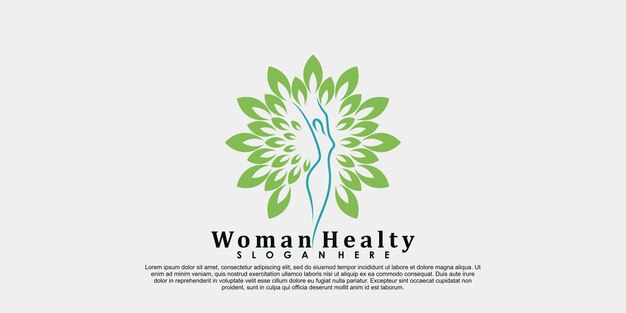 Vida de diseño de logotipo saludable de mujer